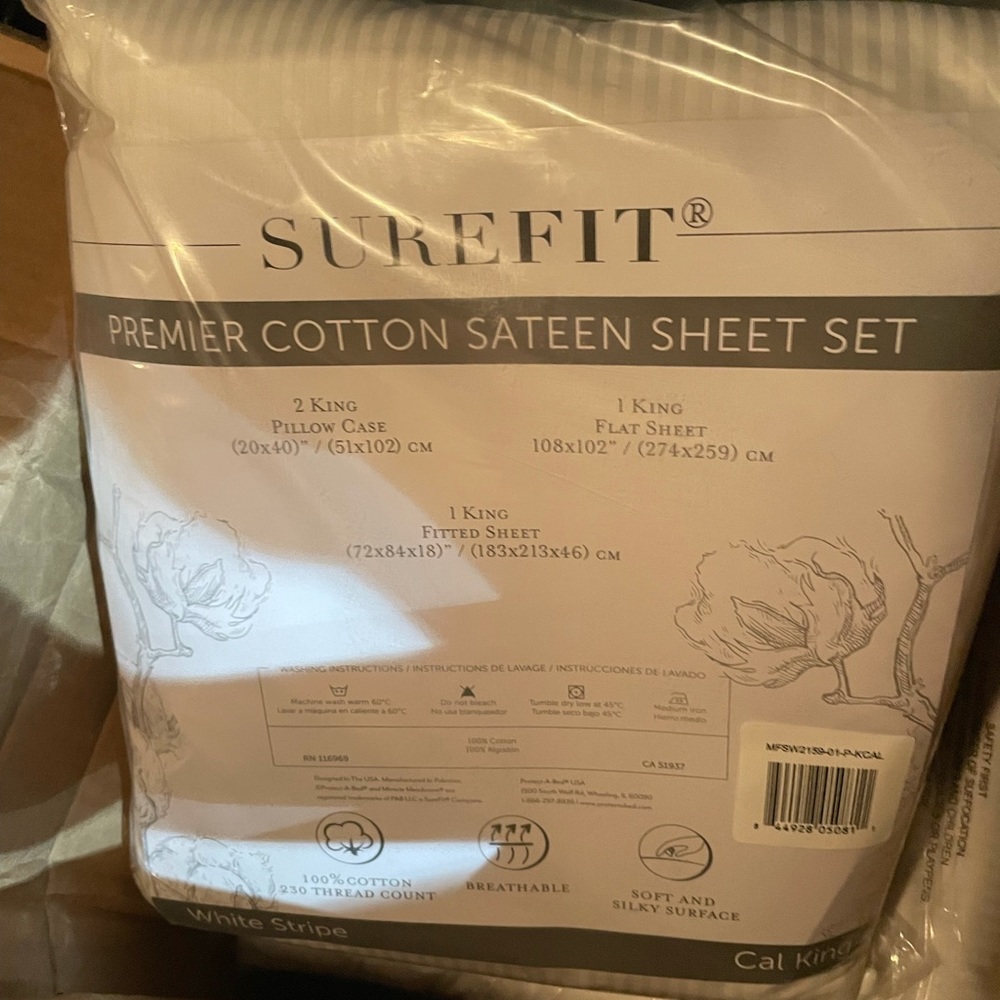 Brand New SureFit Premier Cotton Sheet Set